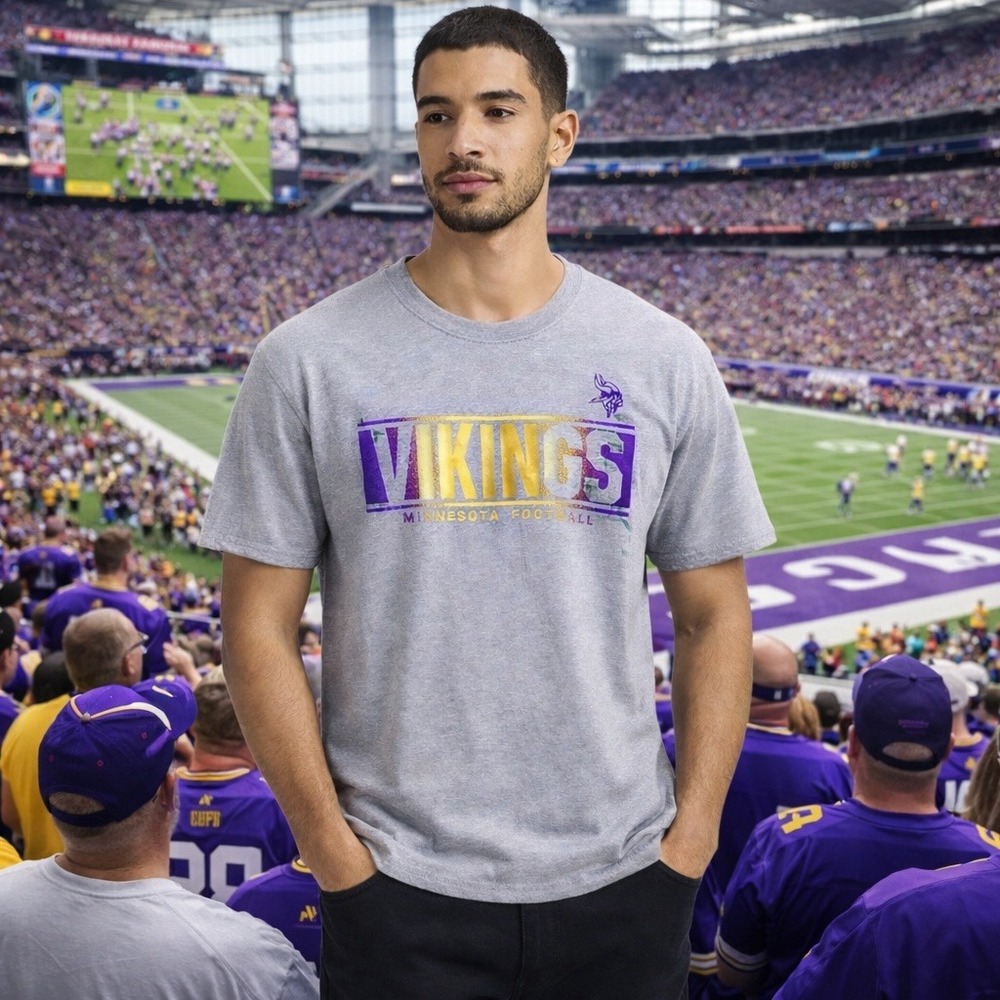 Minnesota Vikings NFL Team Apparel Gray Short Sleeve T‎ Shirt XL